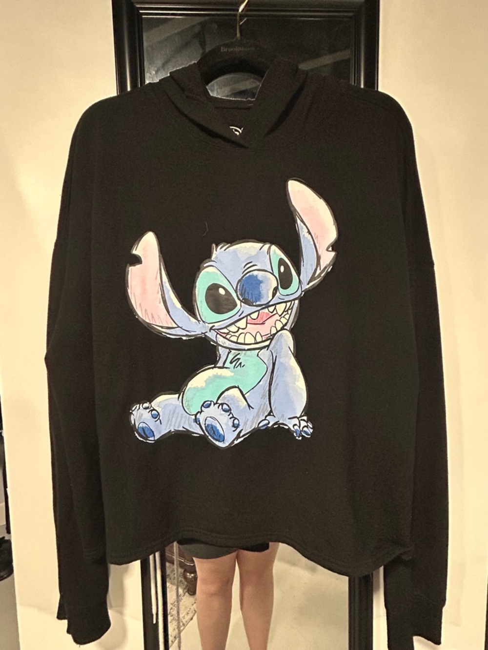 Disney Black Hoodie with Blue, Teal & Pink Stitch Graphic